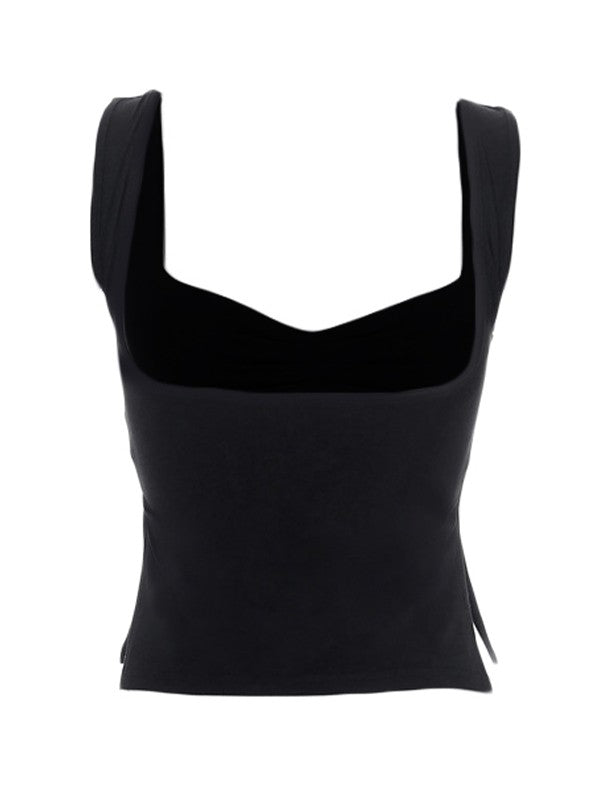Low Cut Sleeveless Sweetheart Neck Cropped Tank Top