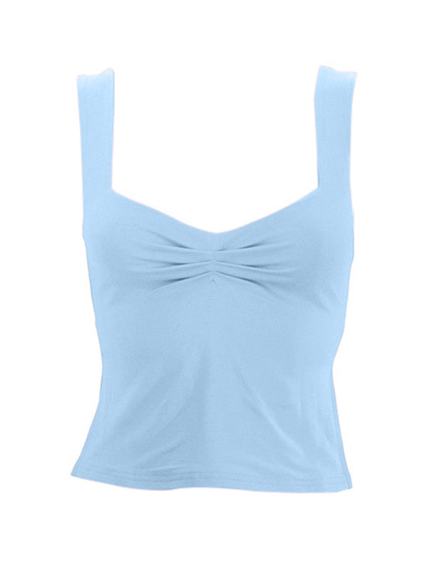 Low Cut Sleeveless Sweetheart Neck Cropped Tank Top