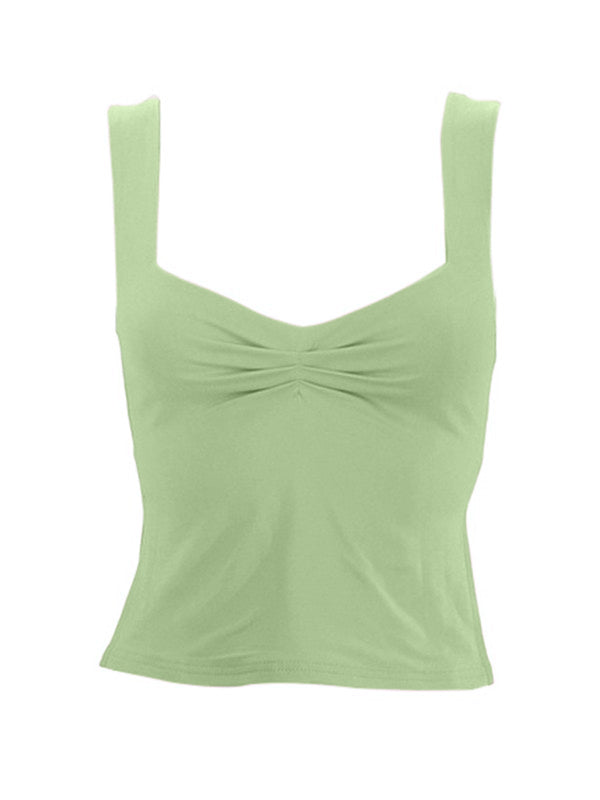 Low Cut Sleeveless Sweetheart Neck Cropped Tank Top