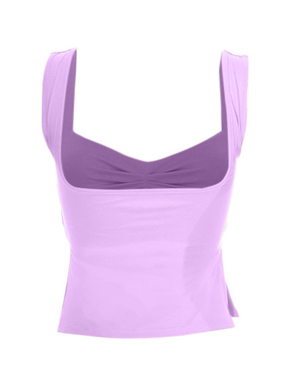 Low Cut Sleeveless Sweetheart Neck Cropped Tank Top