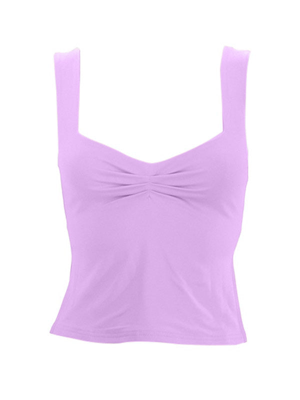 Low Cut Sleeveless Sweetheart Neck Cropped Tank Top