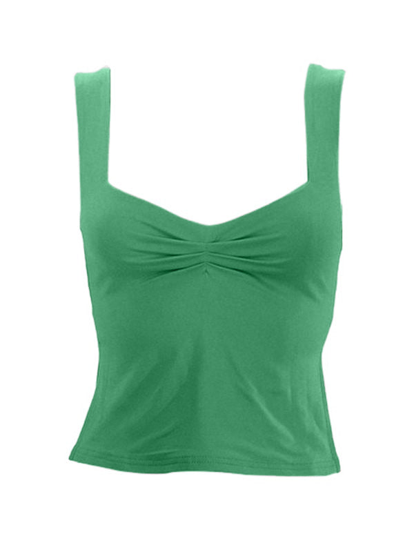Low Cut Sleeveless Sweetheart Neck Cropped Tank Top