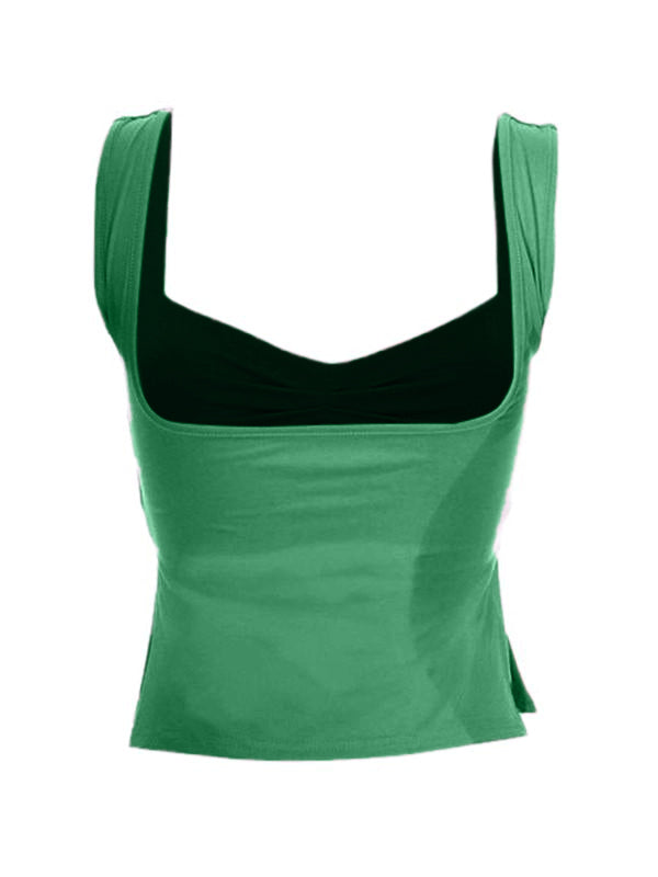 Low Cut Sleeveless Sweetheart Neck Cropped Tank Top