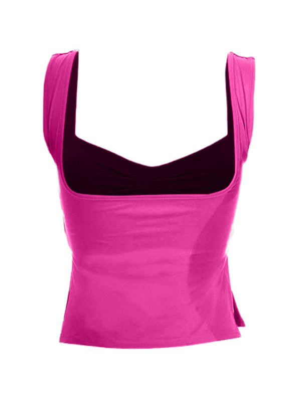 Low Cut Sleeveless Sweetheart Neck Cropped Tank Top