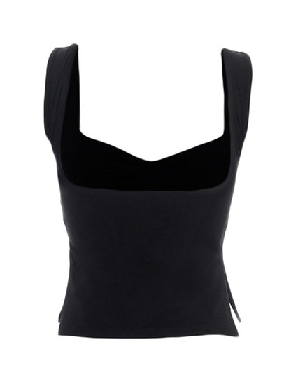Low Cut Sleeveless Sweetheart Neck Cropped Tank Top