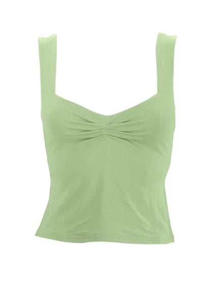 Low Cut Sleeveless Sweetheart Neck Cropped Tank Top