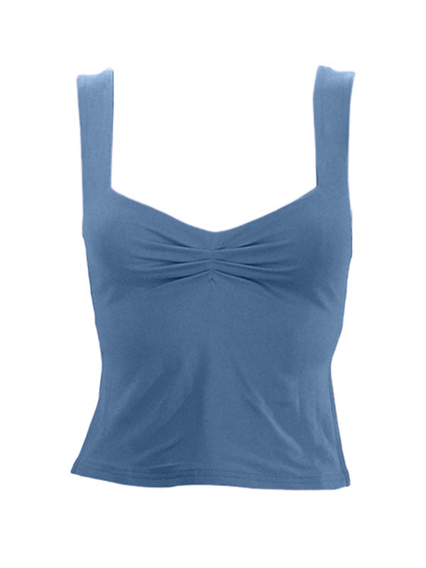 Low Cut Sleeveless Sweetheart Neck Cropped Tank Top