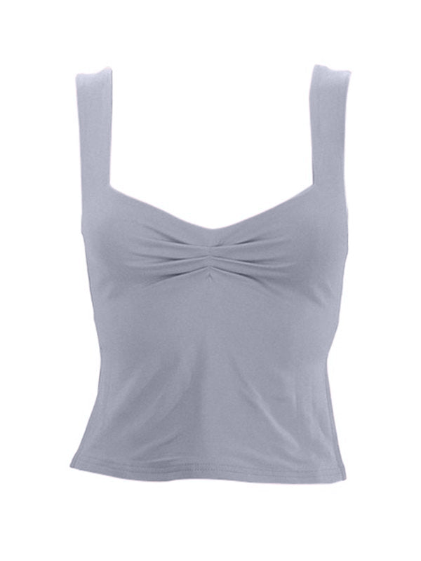 Low Cut Sleeveless Sweetheart Neck Cropped Tank Top