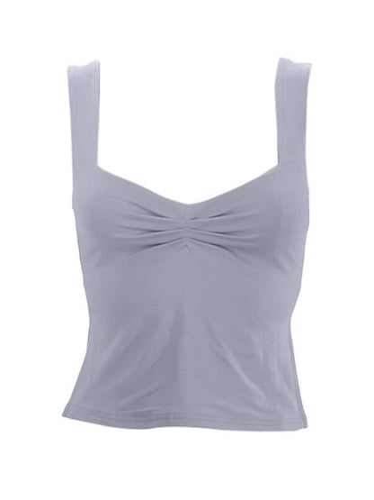 Low Cut Sleeveless Sweetheart Neck Cropped Tank Top