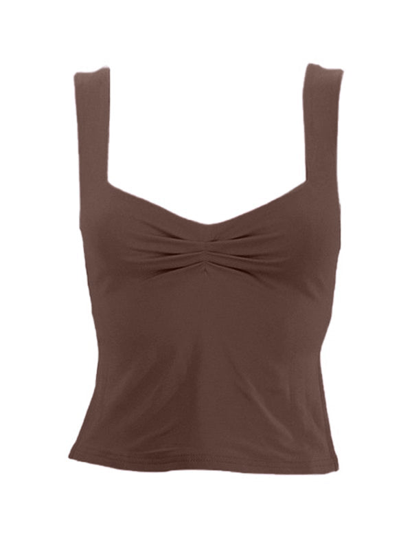 Low Cut Sleeveless Sweetheart Neck Cropped Tank Top
