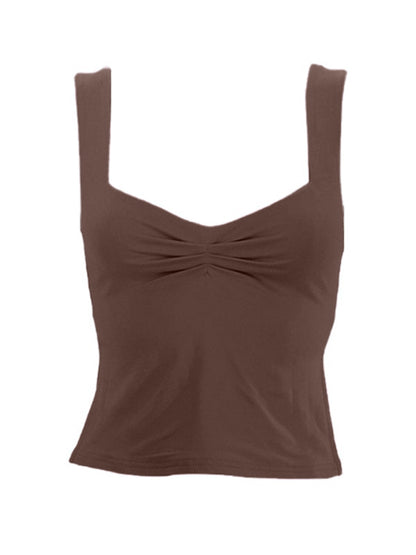 Low Cut Sleeveless Sweetheart Neck Cropped Tank Top