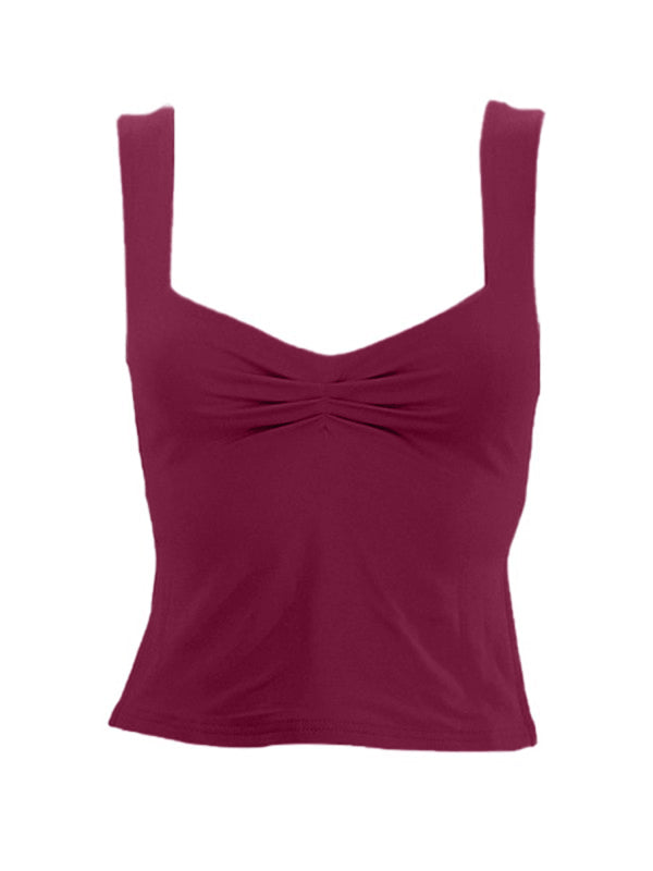 Low Cut Sleeveless Sweetheart Neck Cropped Tank Top