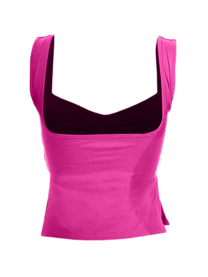 Low Cut Sleeveless Sweetheart Neck Cropped Tank Top