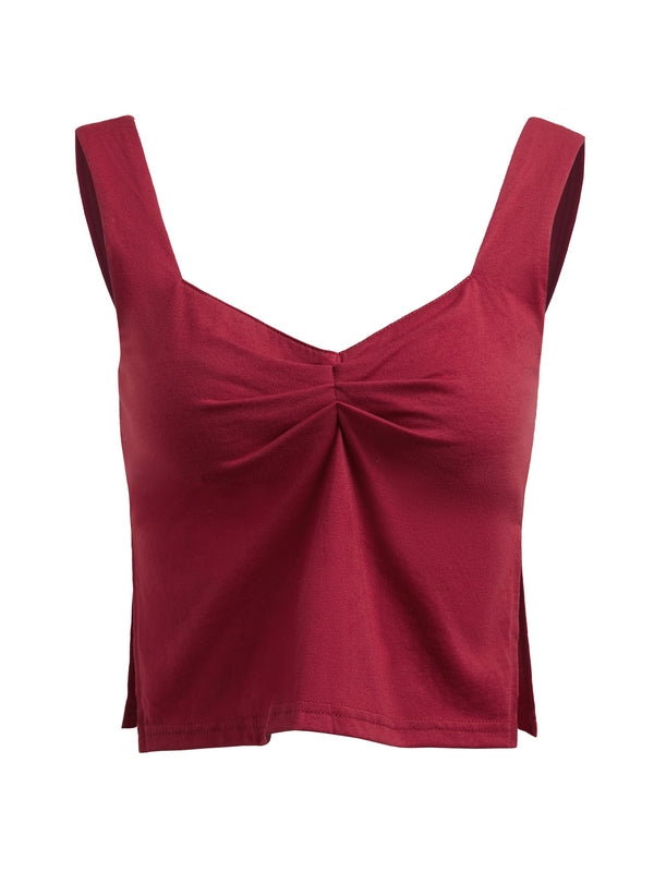 Low Cut Sleeveless Sweetheart Neck Cropped Tank Top