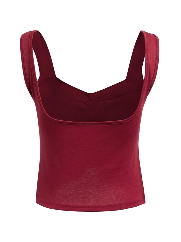Low Cut Sleeveless Sweetheart Neck Cropped Tank Top