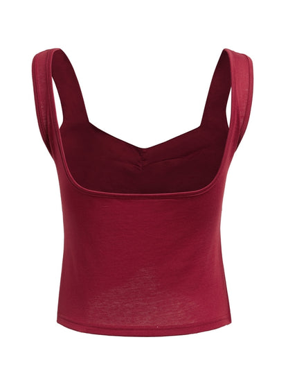 Low Cut Sleeveless Sweetheart Neck Cropped Tank Top