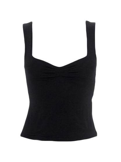 Low Cut Sleeveless Sweetheart Neck Cropped Tank Top